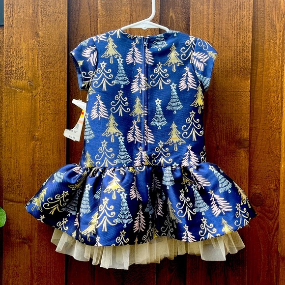 Bonnie Jean Bonnie Baby Christmas Tree Dress Navy Blue Size 2-2T, 2 pc, NWT - Picture 2 of 6